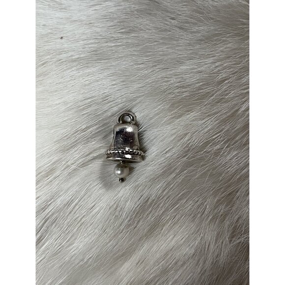Pandora Authentic Silver Bell Pearl Charm for Bracelet Retired Wedding Bell Love - Picture 3 of 6